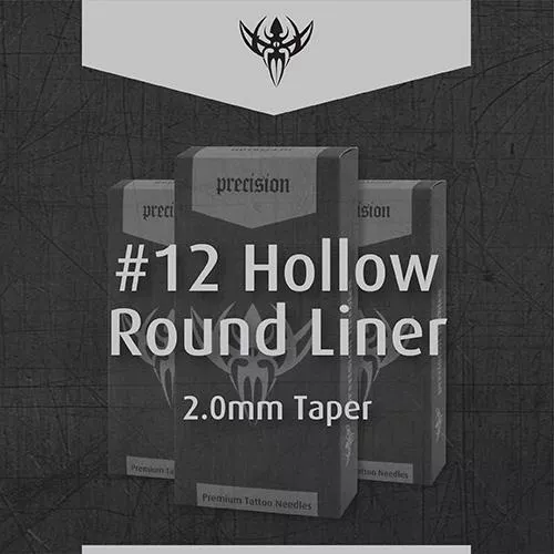 12-hollow-round-liner-2-5mm-taper-precision-tattoo-needles-box-50 #12 Hollow Round Liner 2.5mm Taper Precision Tattoo Needles - Box of 50