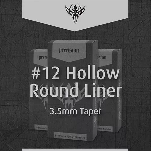 12-hollow-round-liner-3-5mm-taper-precision-tattoo-needles-box-50 #12 Hollow Round Liner 3.5mm Taper Precision Tattoo Needles - Box of 50