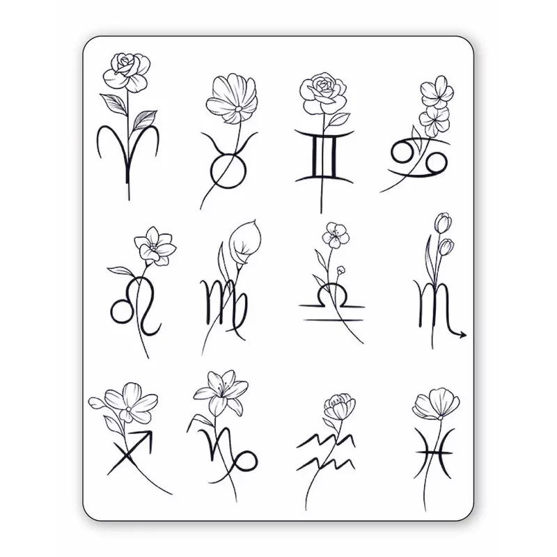 12-tattoos-floral-star-signs-semi-permanent-tattoos (12 Tattoos) Floral Star Signs – Semi-Permanent Tattoos