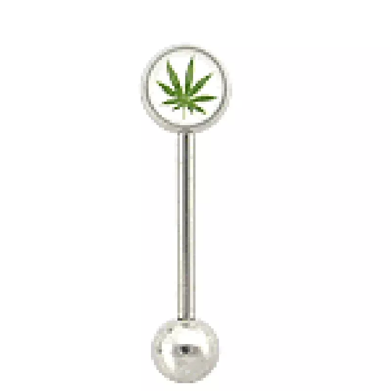 14g 5/8″ Pot Leaf/ 420 Straight Barbell