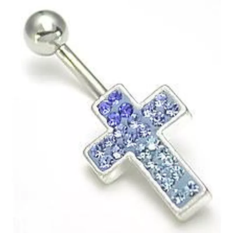 14g 7/16″ Jewel Explosion Cross Belly Button Ring