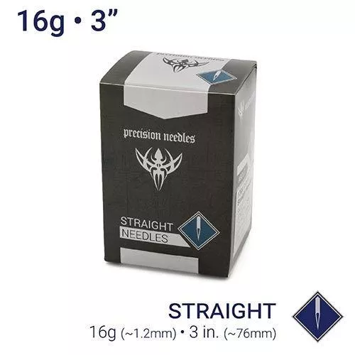 16g Sterilized 3" Body Precision Piercing Needles - Box of 100