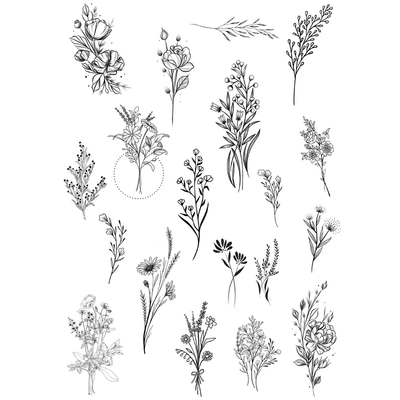 (18 Tattoos) Floral Bunch