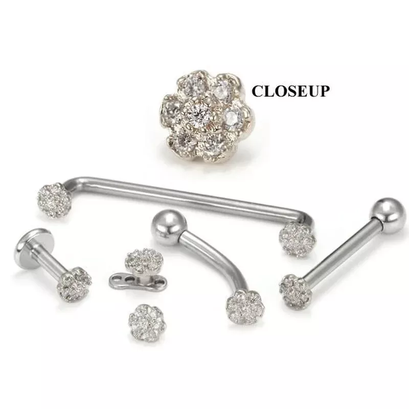 .925 Sterling Silver Internally 1.2mm(14g) Threaded Flower – Price Per 1