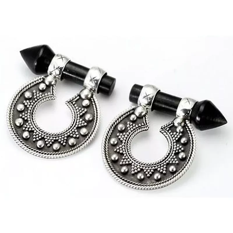 .925 Sterling Silver Round Balinese Design Hanger Body Jewelry 8g – 0g – Price Per 2