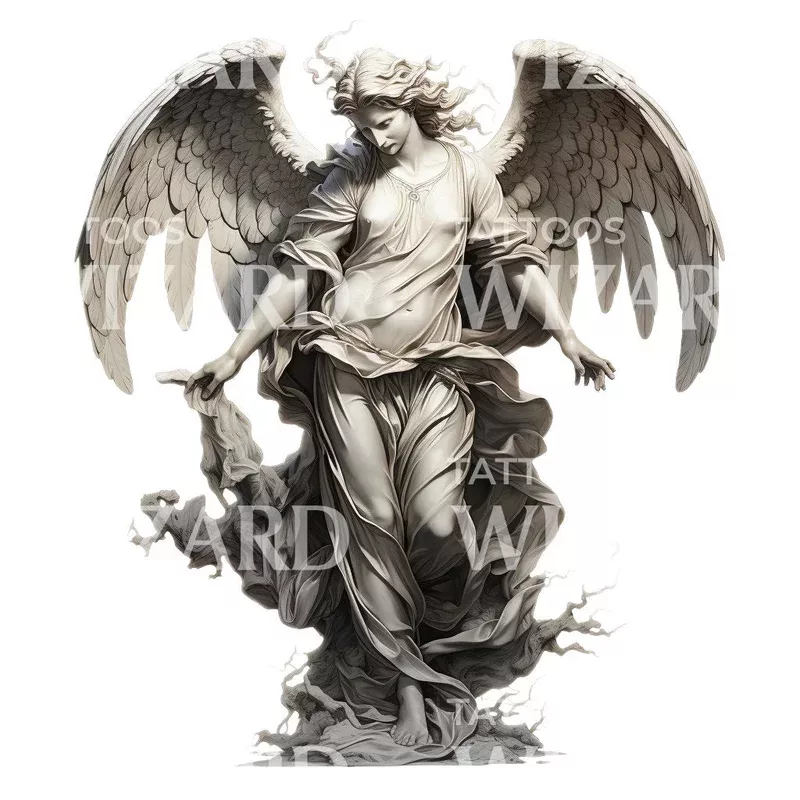 angel-statue-tattoo-design Angel Statue Tattoo Design