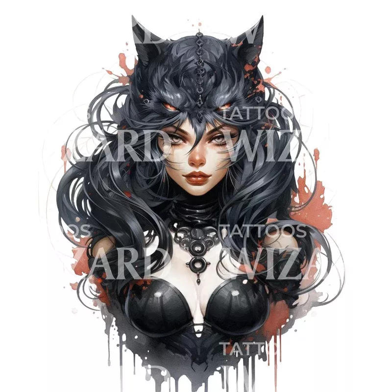 anime-inspired-witch-tattoo-design Anime Inspired Witch Tattoo Design