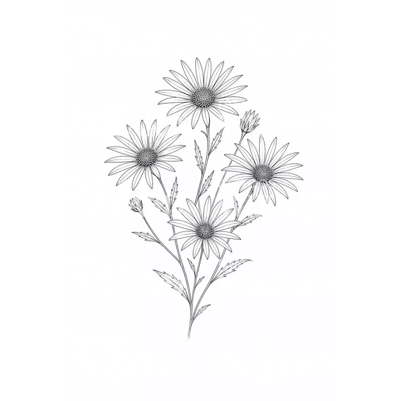 Aster Flower Cluster Tattoo Design