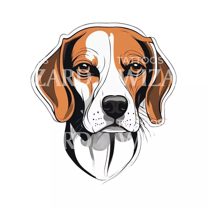 beagle-dog-head-tattoo-design Beagle Dog Head Tattoo Design