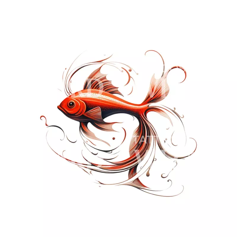 beautiful-red-fish-tattoo-design Beautiful Red Fish Tattoo Design
