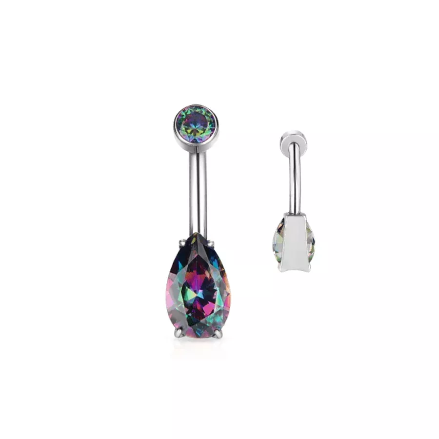 Belly Button Rings CZ Titanium Bezel Set