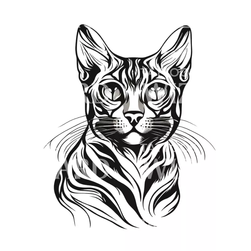 bengal-cat-with-patterns-tattoo-design Bengal Cat with Patterns Tattoo Design