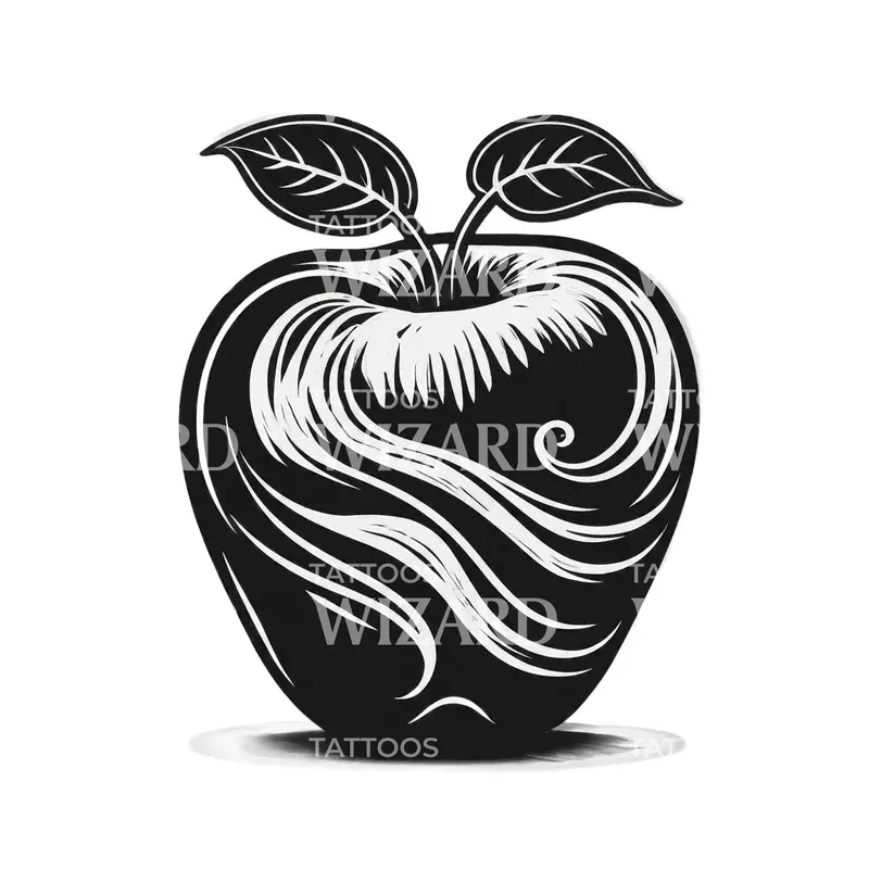 black-apple-tattoo-design Black Apple Tattoo Design