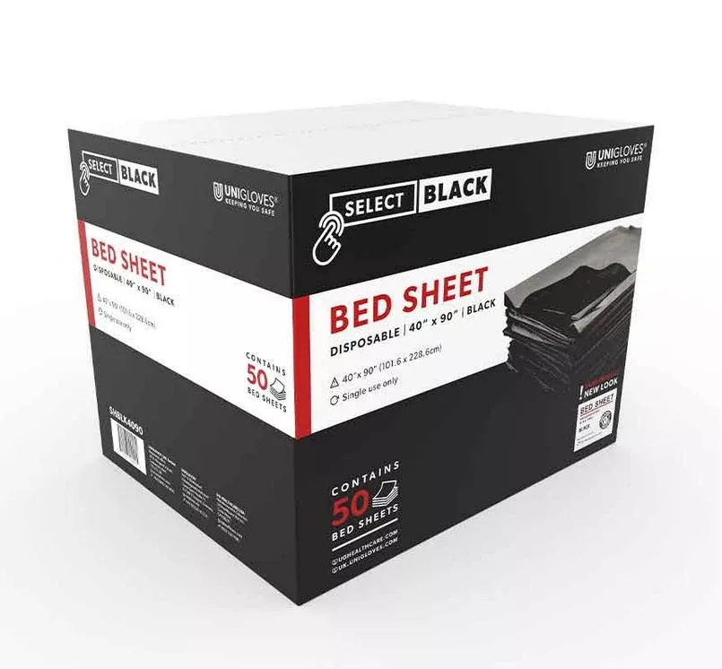 "BLACK" Drape Bed Sheets 40 x 90 -OR- Black Pillow Case Tissue, 50/case. CHINA [SELECT ONE]