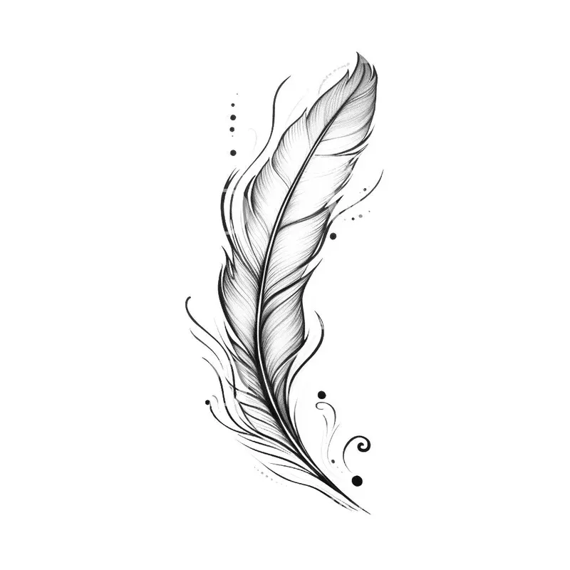 black-grey-feather-tattoo-design Black and Grey Feather Tattoo Design