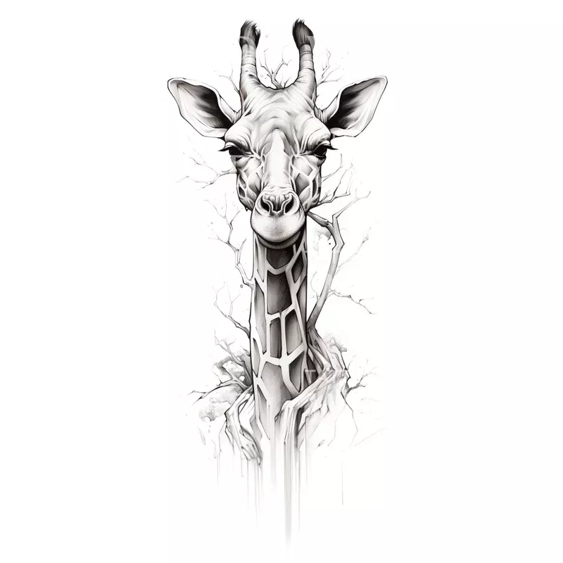 black-grey-giraffe-tattoo-design Black and Grey Giraffe Tattoo Design