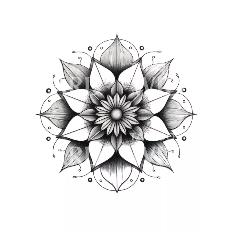Black and Grey Mandala Tattoo Design