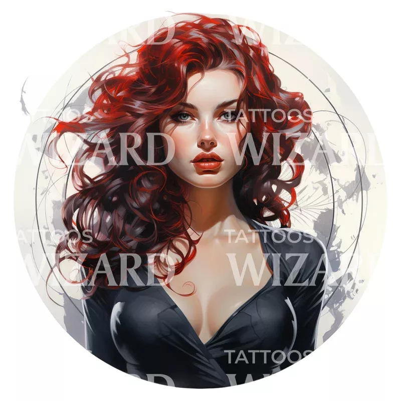 black-widow-inspired-marvel-tattoo-design Black Widow Inspired Marvel Tattoo Design