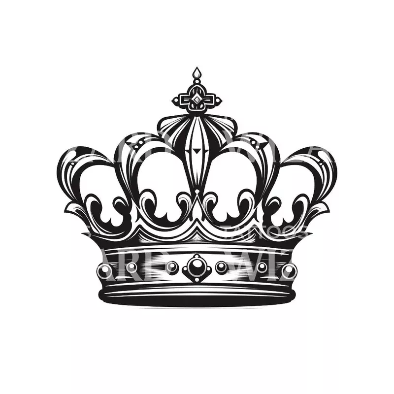 blackwork-crown-tattoo-design Blackwork Crown Tattoo Design