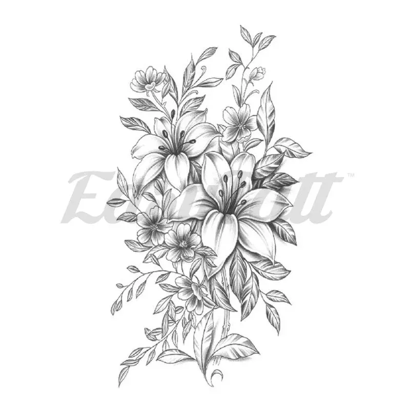 blooming-lillies-temporary-tattoo Blooming Lillies – Temporary Tattoo