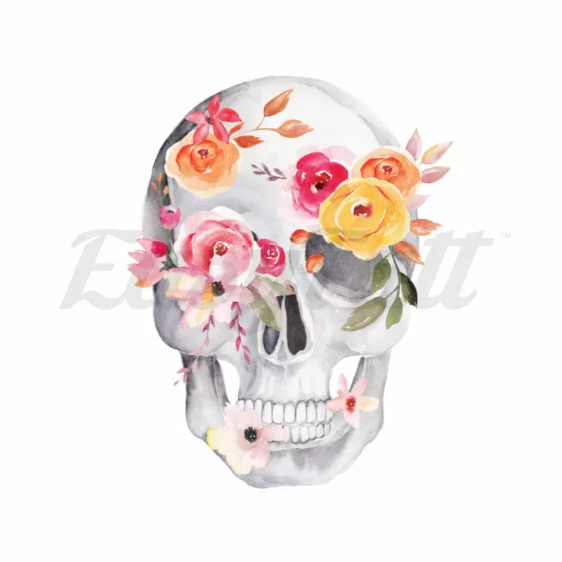 Blossoming Skull – Temporary Tattoo
