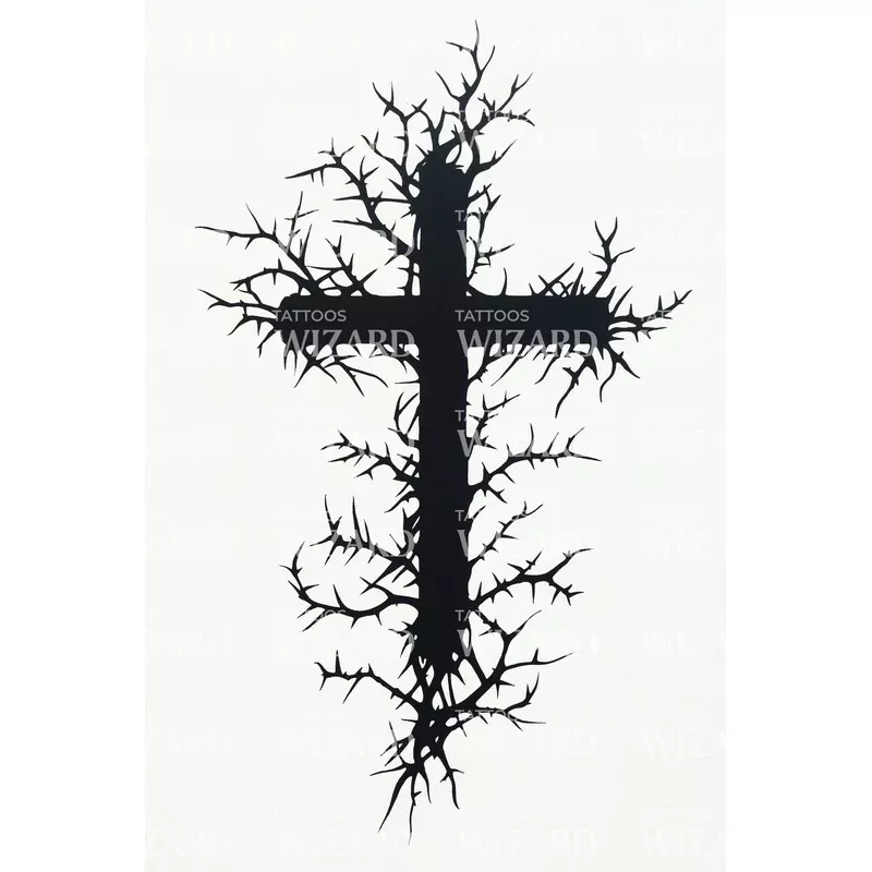 bramble-shadow-cross-tattoo-design Bramble Shadow Cross Tattoo Design