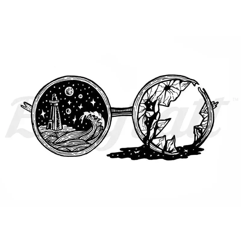 broken-glasses-waves-temporary-tattoo Broken Glasses and Waves – Temporary Tattoo