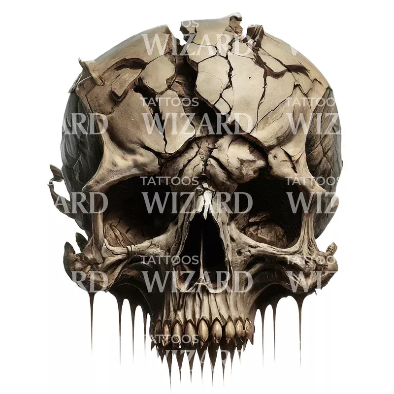 broken-vessel-skull-tattoo-design Broken Vessel Skull Tattoo Design