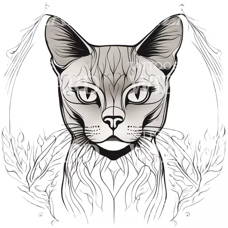 burmese-cat-head-minimal-tattoo-design Burmese Cat Head minimal Tattoo Design