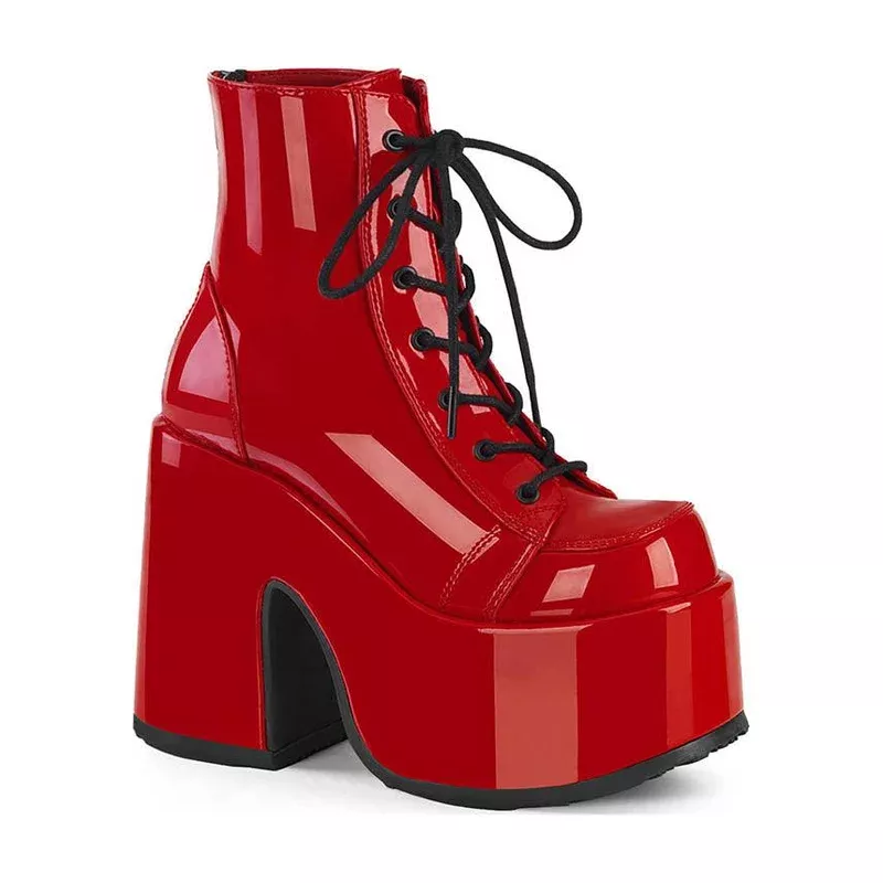 CAMEL-203 [Red Patent] | PLATFORM BOOTS [PREORDER]