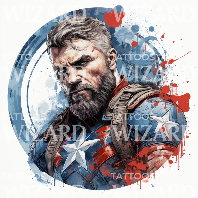 captain-america-marvel-inspired-tattoo-design Captain America Marvel Inspired Tattoo Design