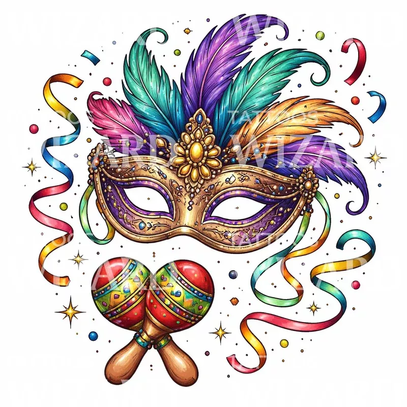 carnival-feather-mask-tattoo-design Carnival Feather Mask Tattoo Design