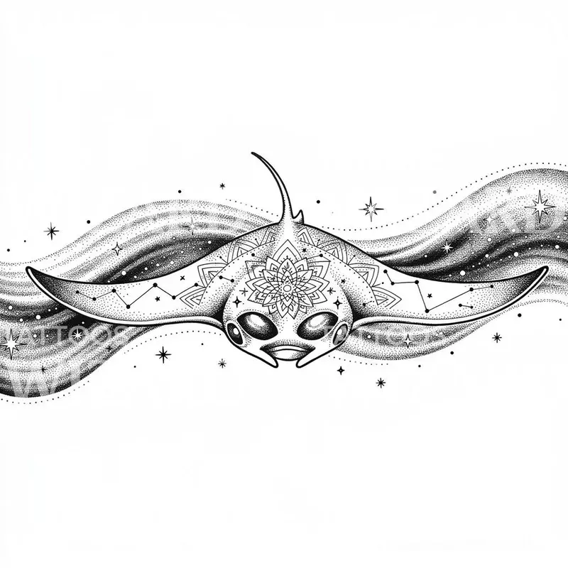 celestial-manta-ray-tattoo-design Celestial Manta Ray Tattoo Design