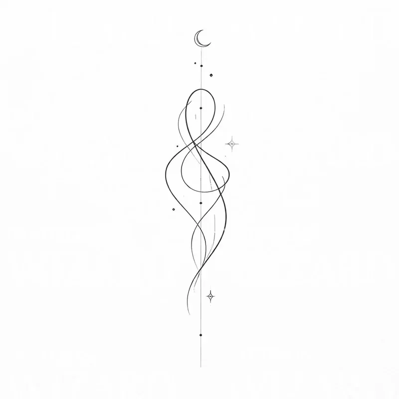 celestial-ribbon-tattoo-idea Celestial Ribbon Tattoo Idea