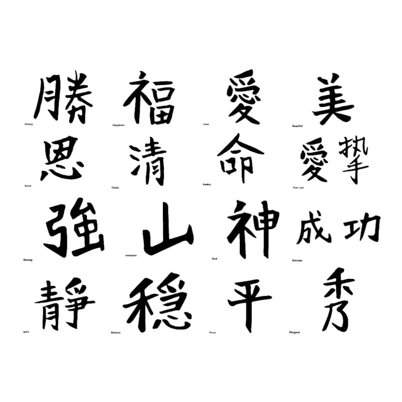 chinese-characters-set-temporary-tattoo Chinese characters Set – Temporary Tattoo