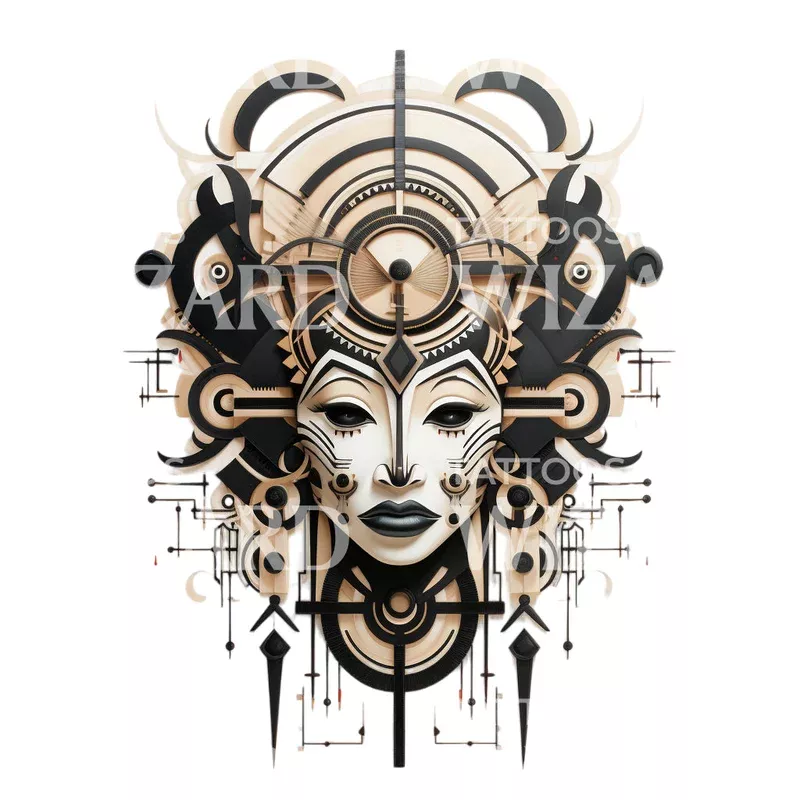 clockwork-goddess-tattoo-design Clockwork Goddess Tattoo Design