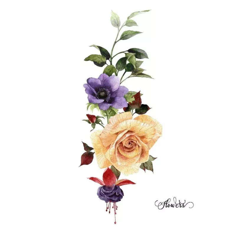 Colorful Roses – Temporary Tattoo