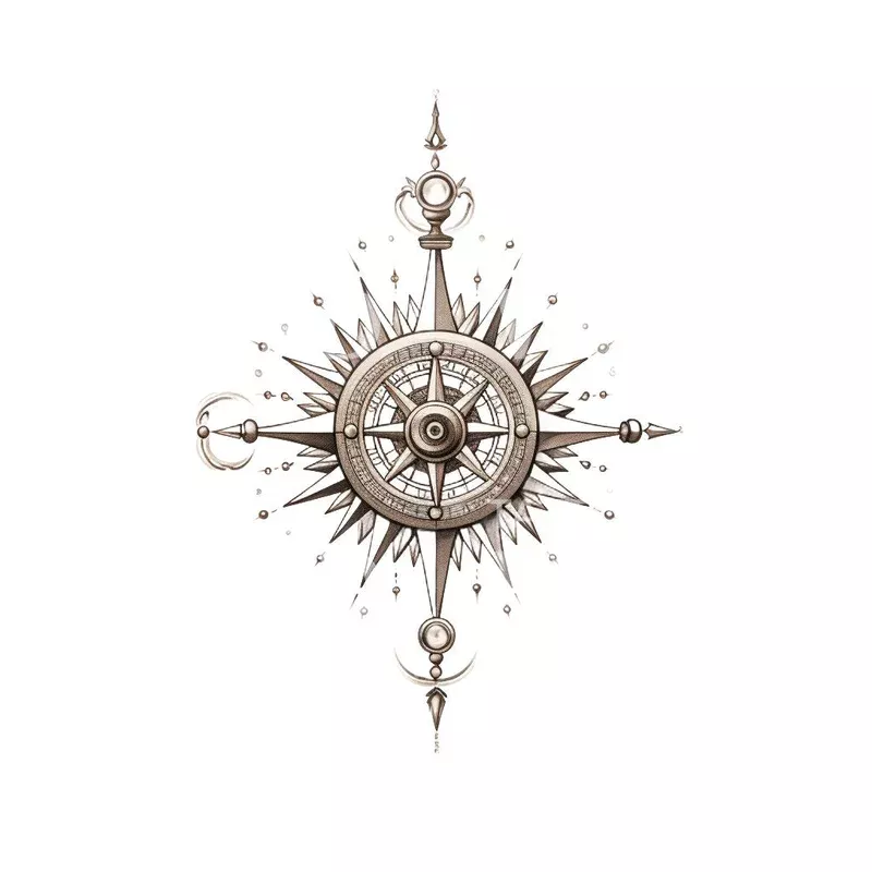 compass-black-grey-tattoo-design Compass Black and Grey Tattoo Design