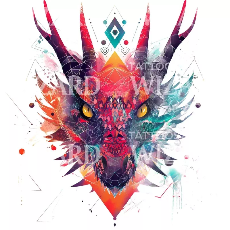 cosmic-dragon-face-tattoo-design Cosmic Dragon Face Tattoo Design