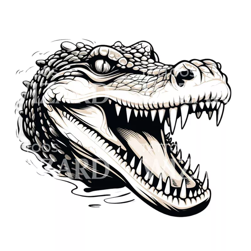 crocodile-old-school-tattoo-design Crocodile Old School Tattoo Design