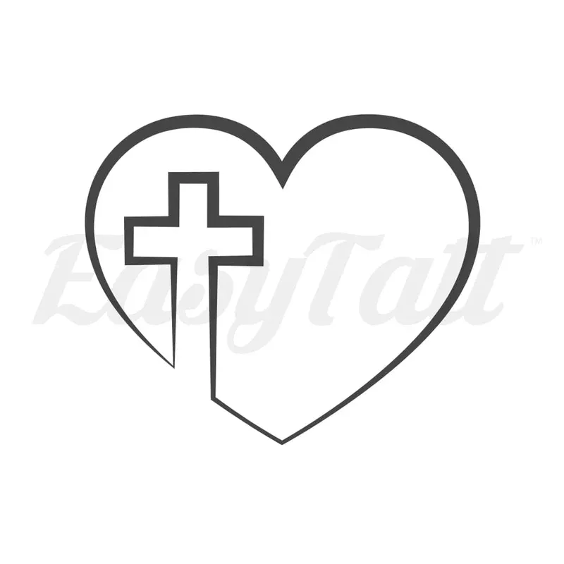 cross-heart-temporary-tattoo Cross and Heart – Temporary Tattoo
