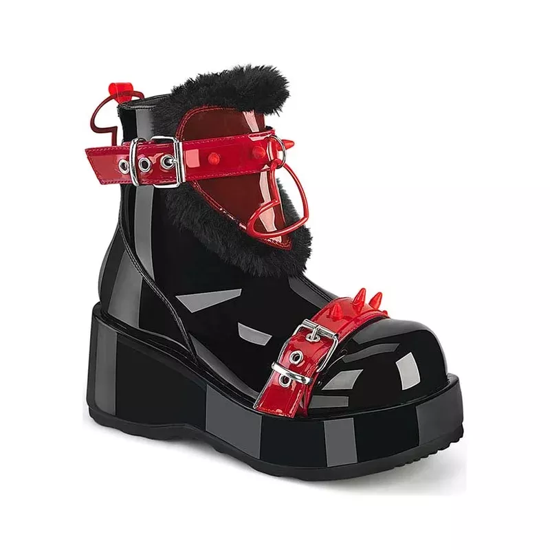 CUBBY-57 [Black Patent Red PVC] | PLATFORM BOOTS [PREORDER]