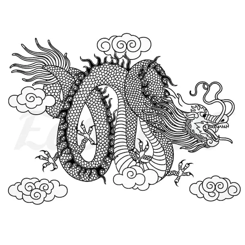 curled-dragon-temporary-tattoo Curled Dragon – Temporary Tattoo