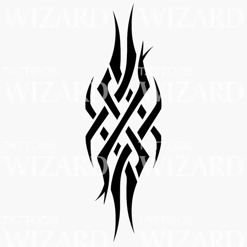 curved-tribal-flame-pattern-tattoo-design Curved Tribal Flame Pattern Tattoo Design