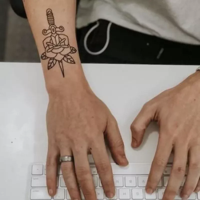 dagger-rose-temporary-tattoo Dagger Rose – Temporary Tattoo
