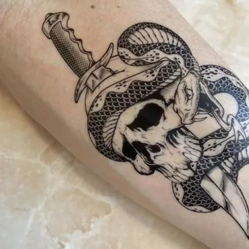 dagger-through-skull-temporary-tattoo Dagger Through Skull – Temporary Tattoo
