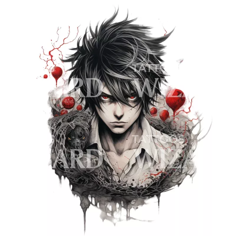 death-note-inspired-manga-tattoo-design Death Note Inspired Manga Tattoo Design