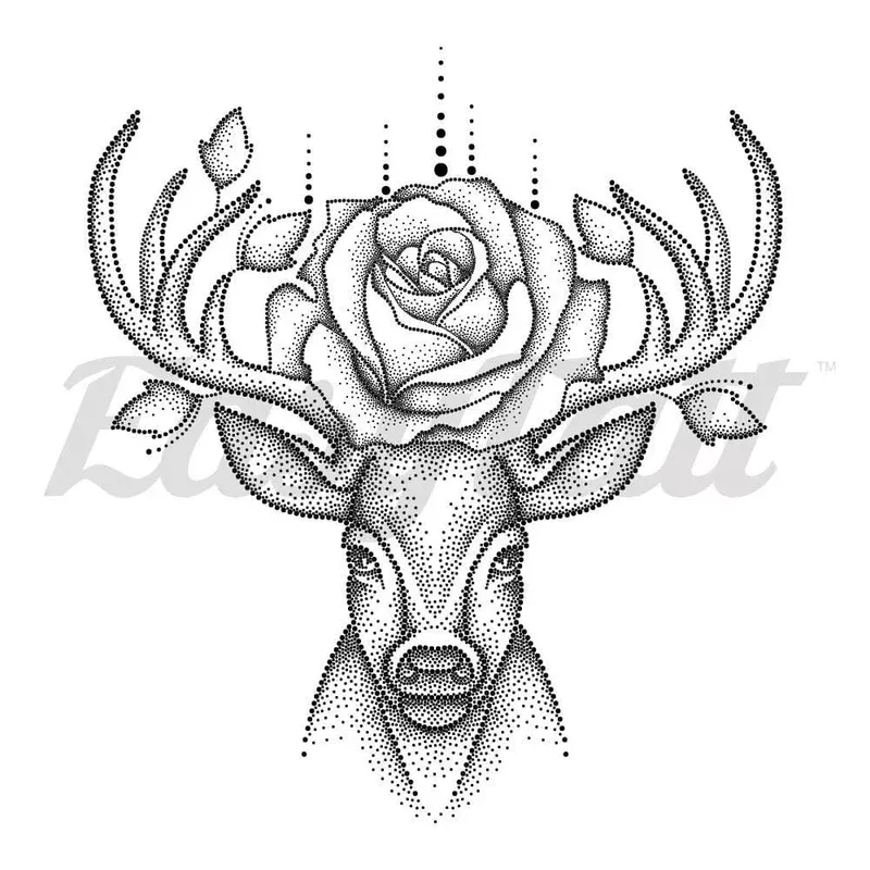 deer-rose-temporary-tattoo Deer and Rose – Temporary Tattoo