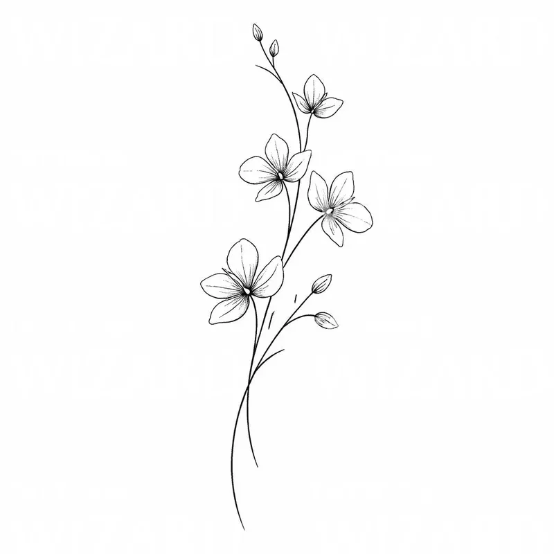 delicate-floral-stem-tattoo-design Delicate Floral Stem Tattoo Design