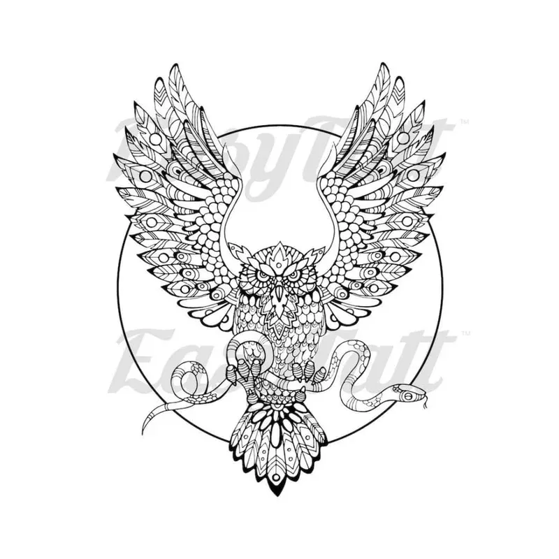Detailed Owl # 2 – Temporary Tattoo